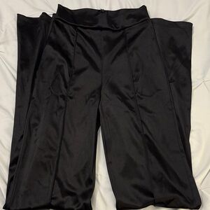 Fashion Nova Black Satin Wide Leg Pants